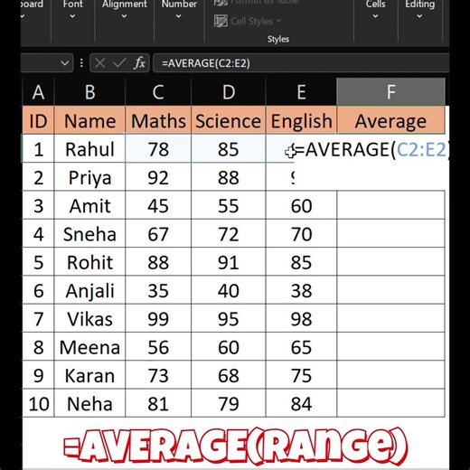 Excel Average Trick in 5 Seconds 🤯 #excel #productivity #exceltips