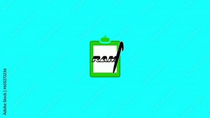 RAM chip icon futuristic circuit board animated flat style processor chips text on note book.