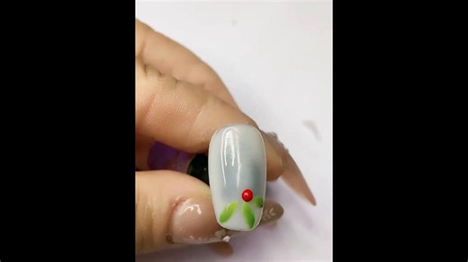 Glossy White And Maroon Flowers Nail Art