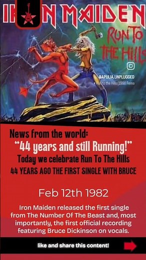 RUN TO THE HILLS dropped 44 years ago! Feb 12th 1982 #ironmaiden #brucedickinson #runtothehills