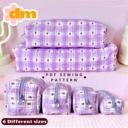 Boxy Pouch PDF Sewing Pattern, 6 Sizes (  Hair Tools Bags). PDF Instructions and Video Tutorial. Cosmetic Bag - Etsy Australia