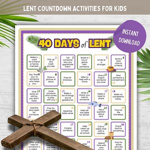 40 Days Lent Countdown Calendar, 40 Days of Prayer Lent, Kids Lenten Calendar Countdown, Christian Bible Lesson, Catholic Lenten Activities - Etsy