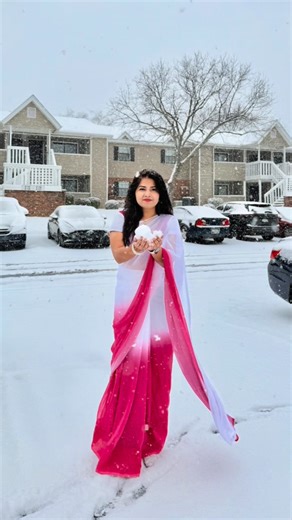 @nafees on Instagram: "Snowflakes are like winter jackets. One is never enough! 🥶#instagood #winterwonderland #winter2026 #letitsnow #saree"