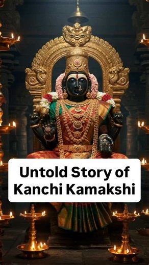 The Temple Girl on Instagram: "Very few people know the real story of how Goddess Parvati became Kamakshi in Kanchipuram. She prayed under a mango tree by the Vegavati River, holding a sand lingam with her own hands when the waters rose. God Shiva appeared and accepted her again as his bride. But the story did not end there. In Kanchi, she became Adi Shakti, destroyed the demon Bhandasura, and has since been worshipped as Goddess Kamakshi, the one Mother of the city. Share this story with your f