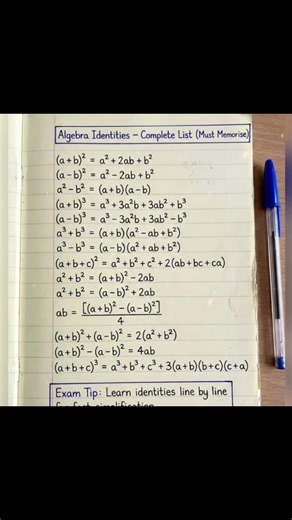 Algebraic Identities (Square and Cube Formulas)