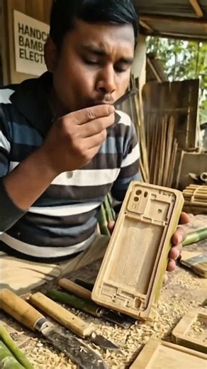Handmade Bamboo Smartphone 📱 || Creative Bamboo Invention||#shorts #youtubeshorts #bamboocraft