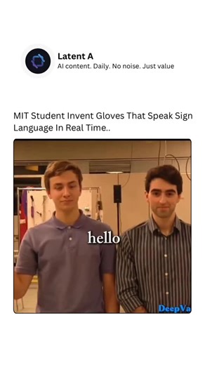 Latent Space | AI | Intelligence on Instagram: "An MIT student has created gloves that give sign language a real-time voice. 🧤✨ These smart gloves translate hand movements into spoken words instantly, breaking communication barriers for the deaf and hard-of-hearing community. Using sensors, AI, and precise motion tracking, the gloves turn gestures into language within seconds. It’s a powerful reminder that technology isn’t just about innovation—it’s about inclusion. One invention like this can