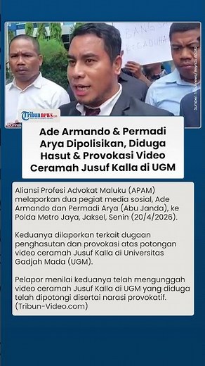 Ade Armando and Permadi Arya Reported to Police for Alleged Incitement in Jusuf Kalla's Video Lec...