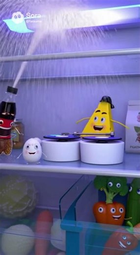 Fridge Party Gone Wrong 😂🥚🍾 | 15 Second Funny Food Animation Short