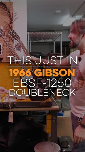 Chicago Music Exchange on Instagram: "“What the f*** is that?!” 👀 A ridiculously rare 1966 Gibson EBSF-1250 Doubleneck—and no, it’s not a 12-string. Bass neck, built-in Fuzztone, and pure vintage chaos! Watch Nathaniel get Dazed and Confused in the latest This Just In Episode on our YouTube—or click the link in the bio to shop Vintage & Used gear at CME now! 🤘"