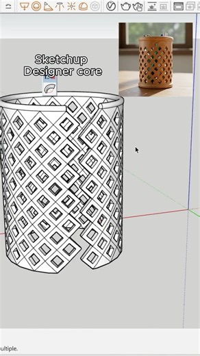Simple Cylindrical Pen Stand Design in SketchUp #sketchup #3ddesign #shorts