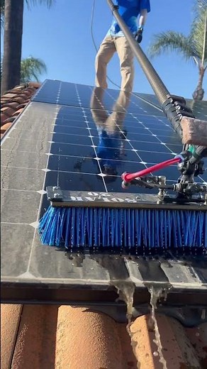 Solar panels get spotless finish with expert brushing in this satisfying cleaning video