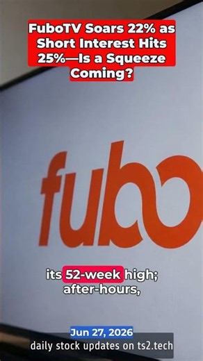 FuboTV Soars 22% as Short Interest Hits 25%—Is a Squeeze Coming? #NYSEFUBO #StockMarket