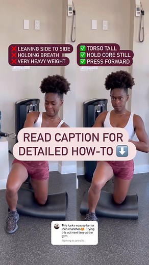 Pallof press is an anti-rotation move that you can use with a resistance band OR cable. The focus here is to use a light weight and hold your core isometrically to fight the rotation from the weight. You can do it standing or kneeling as well! ✅ Keep torso forward and tall, not leaning: use a light enough weight so you aren’t leaning to compensate for the weight ✅ Breathe out as you press and in through your nose as you draw in ✅ Tuck pelvis and keep a flat back and engage glutes ❌ Don’t lean si