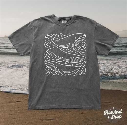 Whale Doodle Comfort Colors® Tshirt - Minimalist Ocean Shirts - Ocean Whale Graphic Tee - Etsy