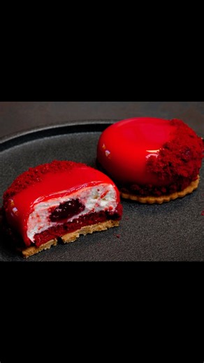 Red Velvet Strawberry Mousse Cake with Mirror Glaze