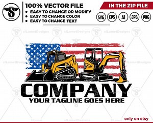 Skid Steer & Excavator Logo: USA Compact Equipment Design (digital Download) - Etsy