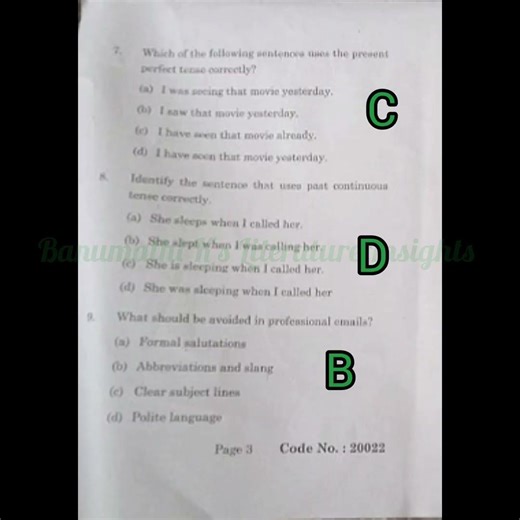 General English Question Paper - 1st year, 4th Semester - MSU