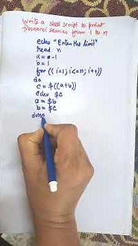 Shell Script to print all Fibonacci series upto nth term | UNIX IMPORTANT SERIES 26 #unix