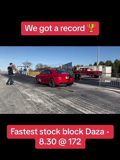 We hit a record 🏆 We went 8.30 @172 making us the fastest stock block daza in the world (Stock block meaning non-sleeved) @radaracelab 👑 #audi #ttrs #auditor’s #r8 #car photography#stance #modifiedcars #1320video #1320 #carbonfiber #turbo #carsdaily #carlifestyle #supercars #carporn #photography #exhaust #cars #racing #radaracelabs #irozmotorsports #unitronic #streetracing #streetcar #src