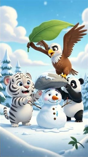 We Built a Snowman! (He MELTED! 😭) | Baby Animals Short