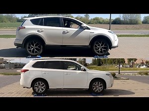 HYBRID 4x4: Toyota Rav4 vs Mitsubishi Outlander PHEV - test on rollers