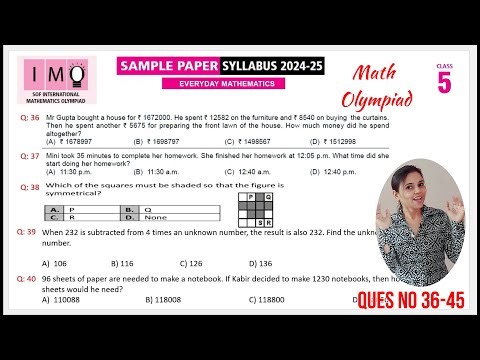 IMO Class 5 Maths Olympiad Sample Paper Ques no 36-45 | Maths Olympiad Mock Test for Class 5