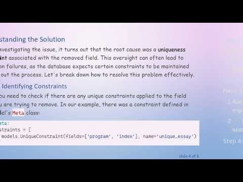Resolving Django Migration Issues: Removing Fields Without Errors