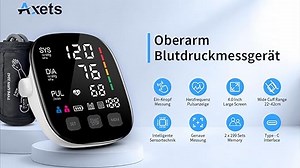 Blutdruckmessgerät Oberarm mit Großes LED-Farbdisplay, Arrhythmie-Erkennung & Pulsmessung & Risikoindikator, 2×199 Speicherplätze, USB-Schnittstelle, Manschette 22-42 cm