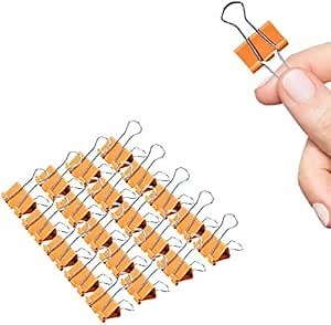 Small Binder Clips, 30 Pack, 3/4 Inch, Standard 19mm, Orange, Capacity 0.31 Inch, Fold Clamp, Binder Clips Small Size, Small Paper Clips, Office Clips, Micro Binder Clips