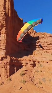 Pro BASE jumper Andy Lewis swinging into a jump in Moab, Utah 🎥 IG: @verjanfpv | Matador Network