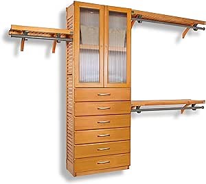 Amazon.com: John Louis Home 12in. Deep Premier Closet Organizer with 6-6in Drawers and Doors - Honey Maple Finish : Home & Kitchen