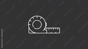 White linear icon simple animations representing measurement instruments, HD video with transparent background, seamless loop 4K video.
