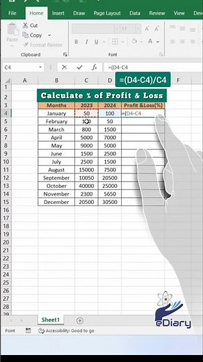 Calculate % of Profit & Loss in Excel