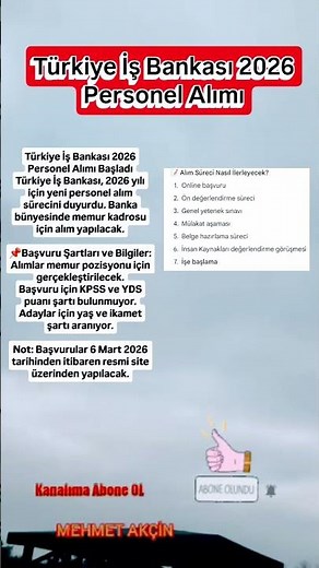 Türkiye İş Bankası 2026 Personel Alımı #2026#işbankası#personelalımı#shorts