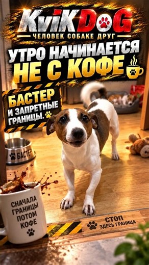 Not everyone starts their morning with coffee: Buster and the forbidden border #KviKDoG #Dogs #Ja...