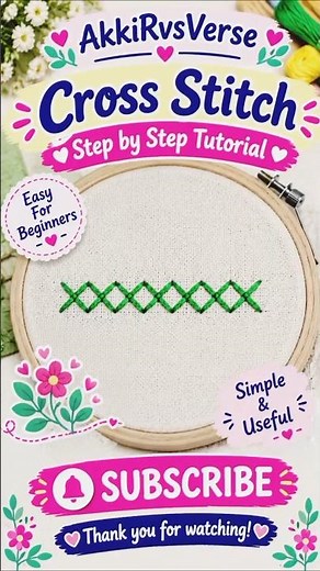 Cross Stitch for Beginners | Easy Step by Step Tutorial | Hand Embroidery | AkkiRvsVerse