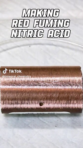 Making Red Fuming Nitric Acid (RFNA) Do not attempt without professional training/guidance. #chemistry #science #acid #2024 #react #reaction #trending #fire #chem #scienceexperiments #fyp #metal