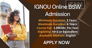 IGNOU Online BSW Admission 2026 Last date | Eligibility & Fee