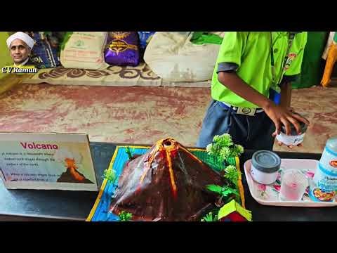 Volcanic eruption 🌋 science experiment by UKG student during National science day competition
