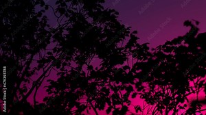 Neon tree foliage backdrop. Seamless loop. 4K UHD.