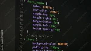 Programmer scrolling up and down for editing page of html css website code editor Stock Video