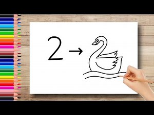 HOW TO DRAW SWAN WITH NUMBER 2 | SWAN DRAWING