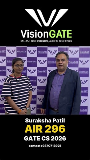 Suraksha Patil got AIR 296 in GATE CS 2026| VisionGATE Ranker