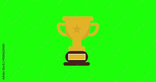 Green Screen Animated Gold Trophy Cup, Winner and Champion Award Icon, Success and Victory Motion Graphics for Video Editing