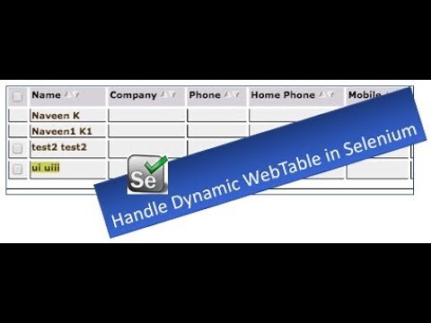 How to Handle Dynamic WebTable - WebDriver Session 14