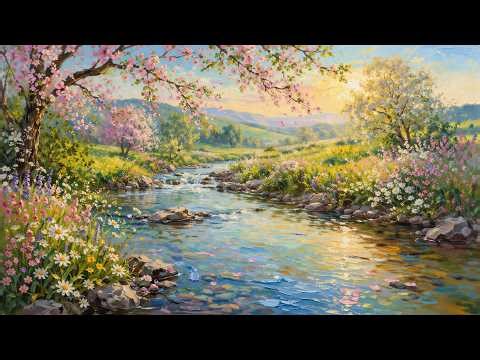 Spring Blossoms & Gentle River – 1 Hour 4K Relaxation Art
