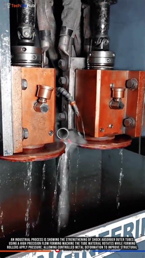 Innovation Flow Forming Machine for Shock Absorber Outer Tube Strengthening #tech