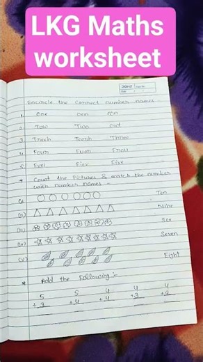 LKG Maths worksheet #maths #worksheet #class lkg #short video