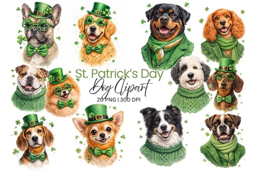 St. Patrick’s Day Clipart Set, Lucky Pet Sublimation Art, Irish Festive Graphics - Etsy